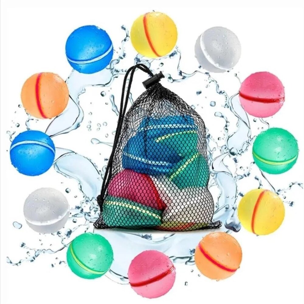 Magnetic Reusable Water Balloons (10-Pack) Multicolor Fast-Filling New
